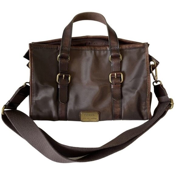 FOSSIL Maddox Vintage Convertible Crossbody Handbag Satchel Purse Bag Leather - Picture 3 of 12